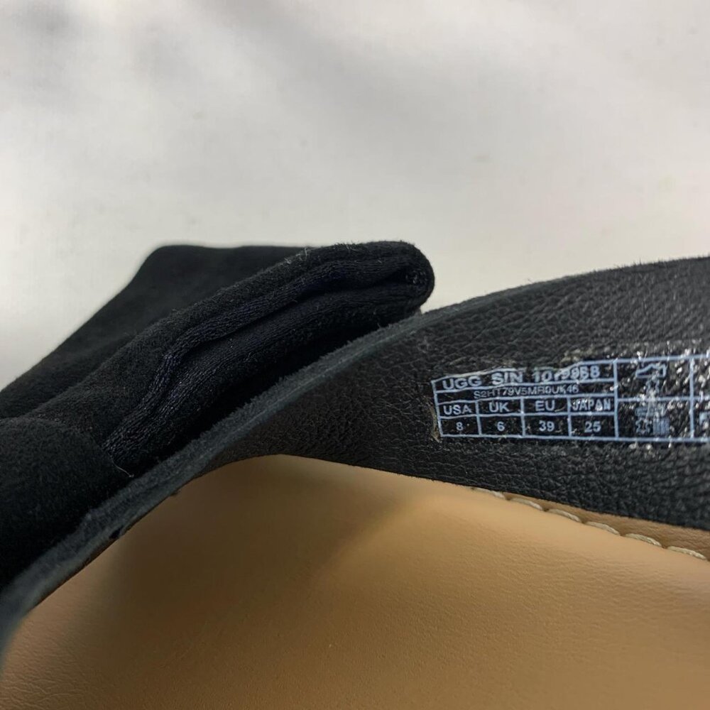 UGG Fonda Black Suede Bow Flip-Flop Sandals - Size 8/39 - Picture 6 of 8